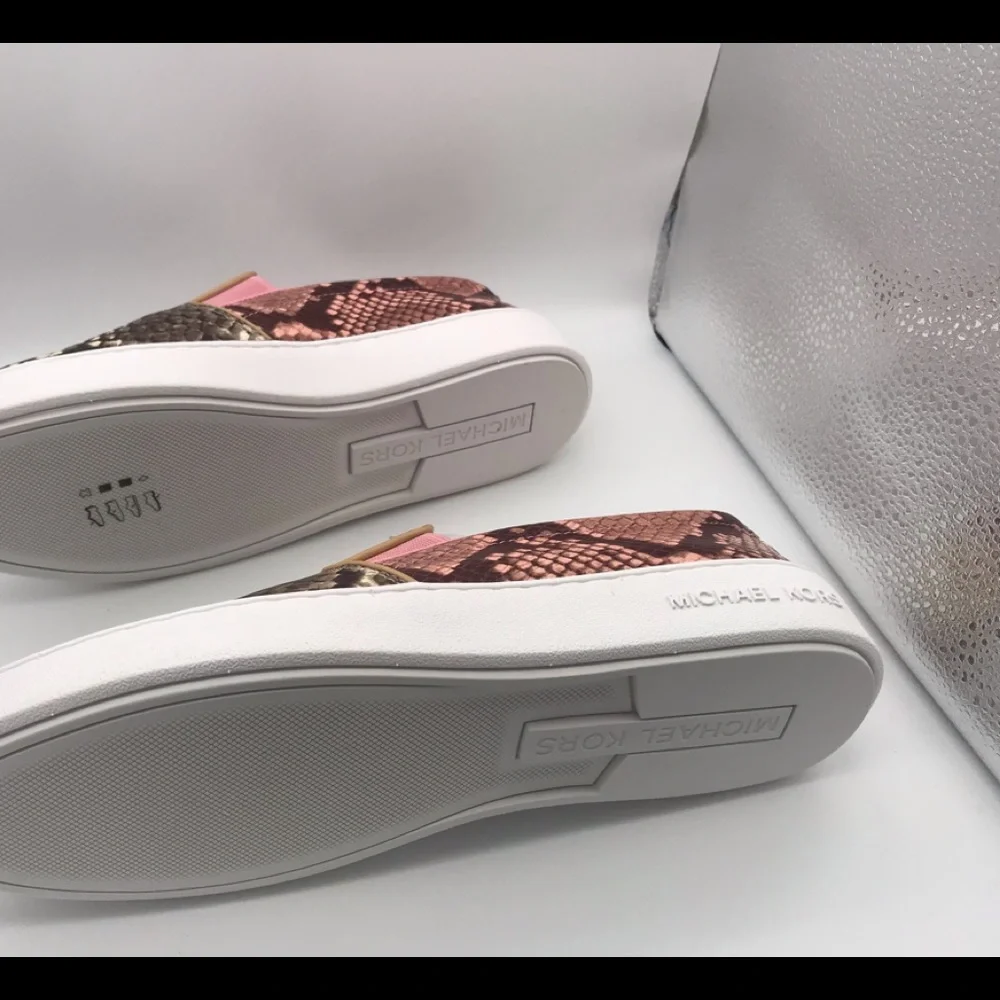 NWT Michael Kors Keaton Slip On Sneakers - SIZE 8 Shell Pink and python
